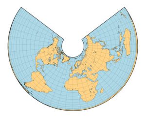 قشه جهان تهیه شده با سیستم تصویر مخروطی